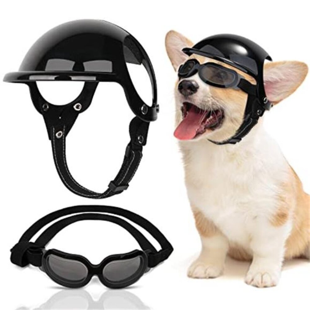 Dog Helmet And Goggles UV Protection Pet Motorcycle Riding Hat